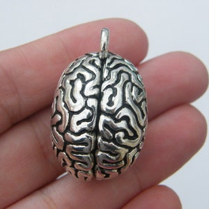 1 Brain pendant antique silver tone MD52