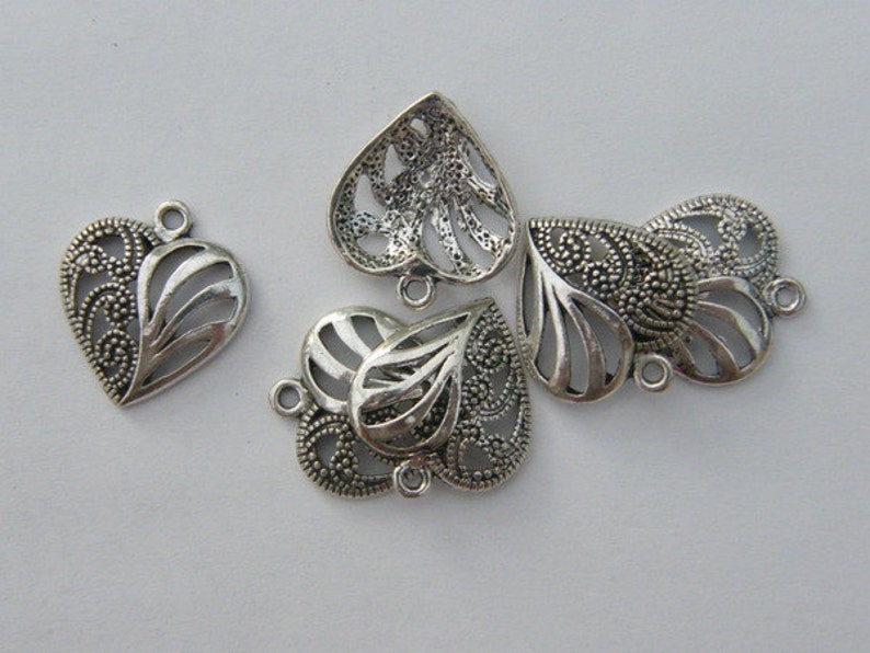 BULK 30 Heart Pendants Antique Silver Tone H30 Etsy