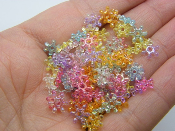 200 Snowflake beads random mixed transparent AB acrylic AB628 SALE 50 OFF