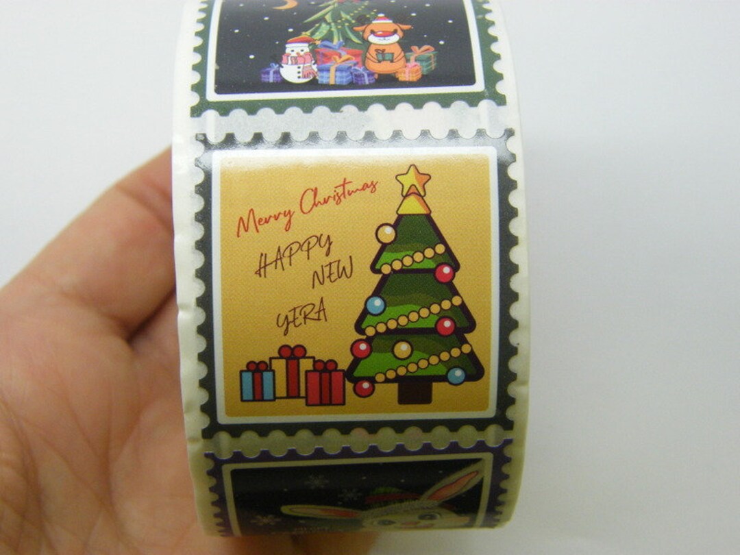 1 Roll 500 Christmas Stamp Style Stickers B045 10 - Etsy