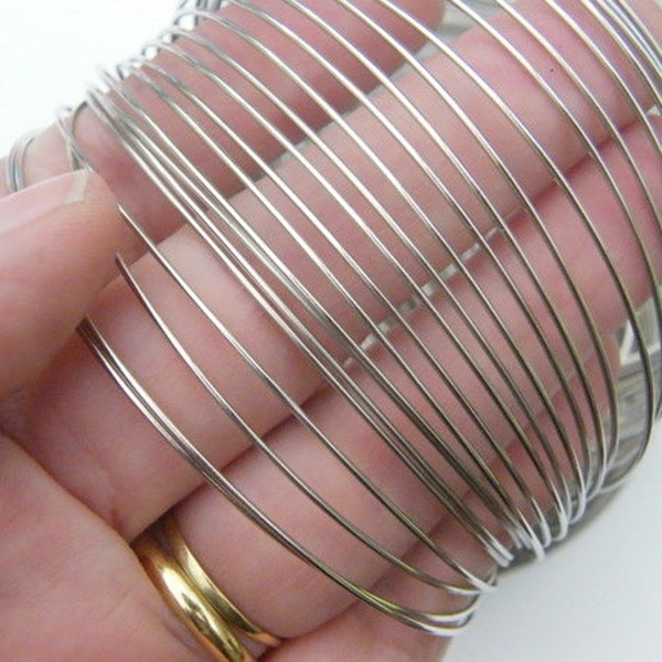 BULK 200 Loops memory wire 65 - 70mm silver tone - SALE 50% off