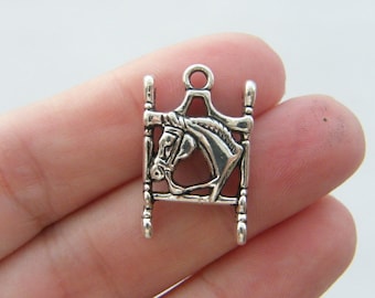 6 Horse pendants antique silver tone A594