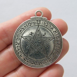 1 Pentagramm Runen Charme antikes Silber Ton HL32