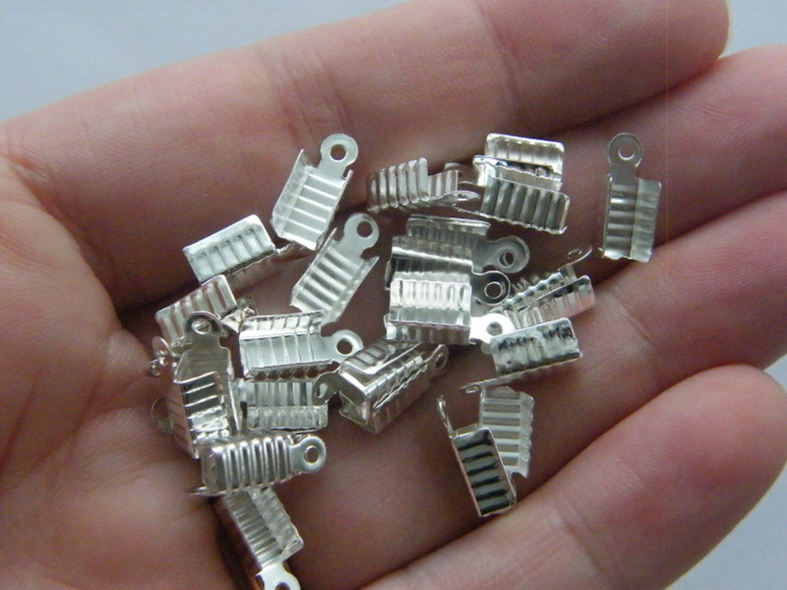 40 Leather Crimps 12 X 5mm Silver Plated FS460 Etsy