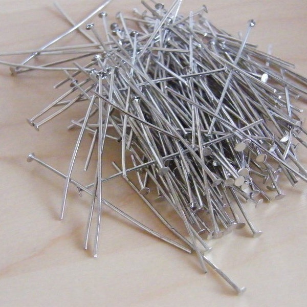 100 Head pins 35mm silver tone FS471