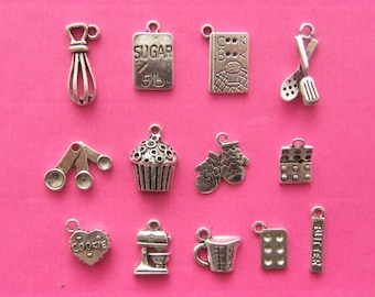The Ultimate Baking Collection - 13 different antique silver tone charms