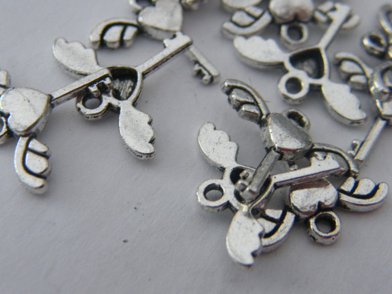 BULK 50 Key key charms antique silver tone K25