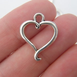 BULK 50 Heart charms antique silver tone H55