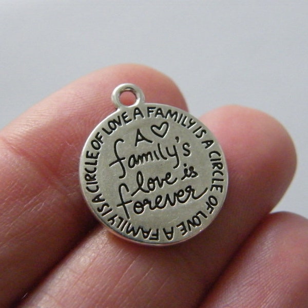 12 A family's love is forever charms antique silver tone M215