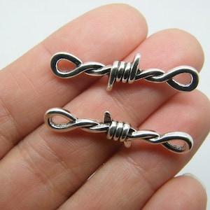 BULK 50 Rope barbed wire bondage connector charms antique silver tone G3