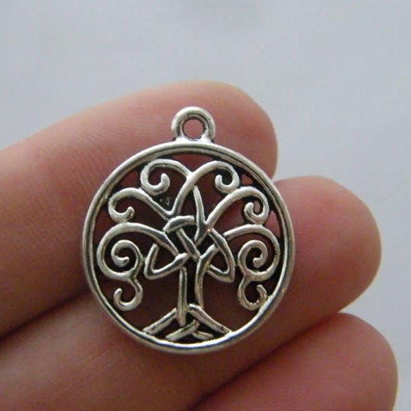 8 Celtic knot tree charms antique silver tone R140