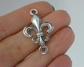 BULK 50 fleur de lis verbindingsbedels antiekzilverkleur WT31