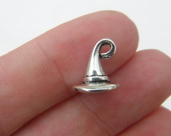 BULK 30 Witch wizard hat charms antique silver tone HC102 - SALE 50% OFF