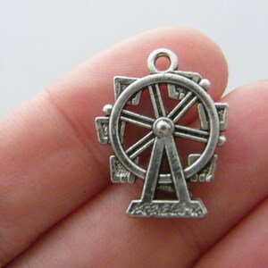 4 Ferris wheel pendants antique silver tone P457 image 2