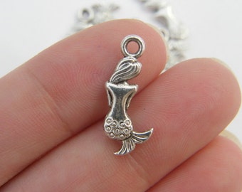 12 Mermaid charms antique silver tone FF1