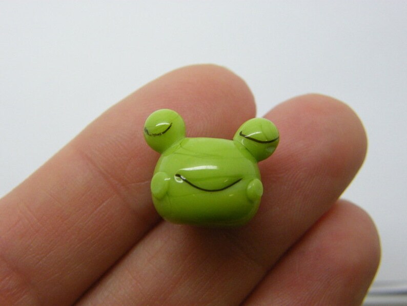 1 Frog bead handmade lamp work glass A1307 image 1