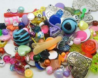400g Bits and pieces - a random selection of plastic  and acrylic charms beads and cabochons - retirement  clean out - great value - UK only