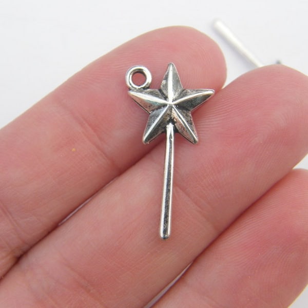 8 Wand charms antique silver tone P223