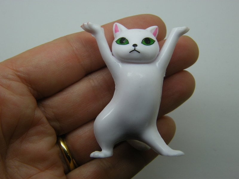 Dancing White Pik Cat Embellishments Miniature Resin A