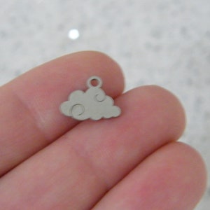 2 Cloud charms silver tone stainless steel S214