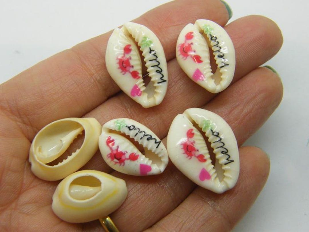 28 Crab Hello Printed Cowrie Shell Embellishments FF20 - Etsy