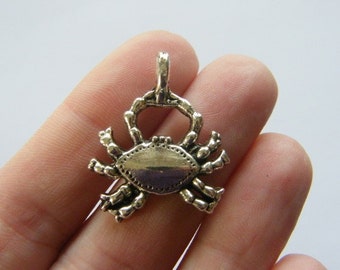 4 Crab charms antique silver tone FF102