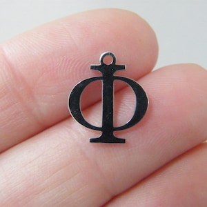 4 Phi griechisches Alphabet Charms silber Edelstahl M532
