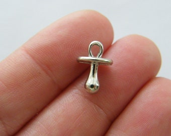 16 Dummy or pacifier baby charms silver tone P631