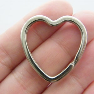 BULK 10 Heart key rings 31 x 31mm silver tone FS140