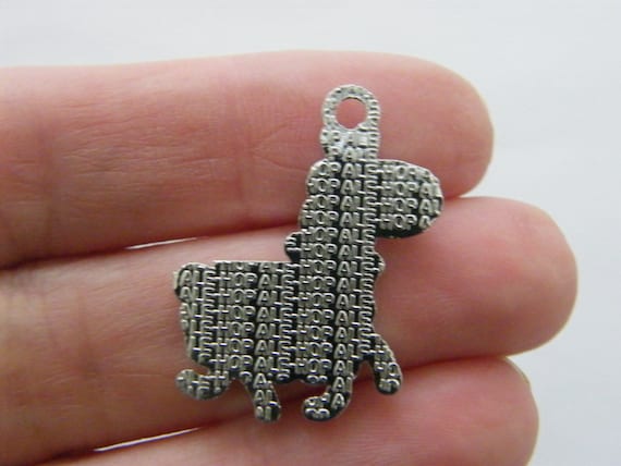 BULK 20 Llama Alpaca Charms White and Silver Tone A1041