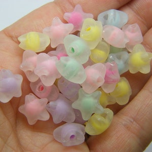 50 Star beads random mixed frosted acrylic BB393