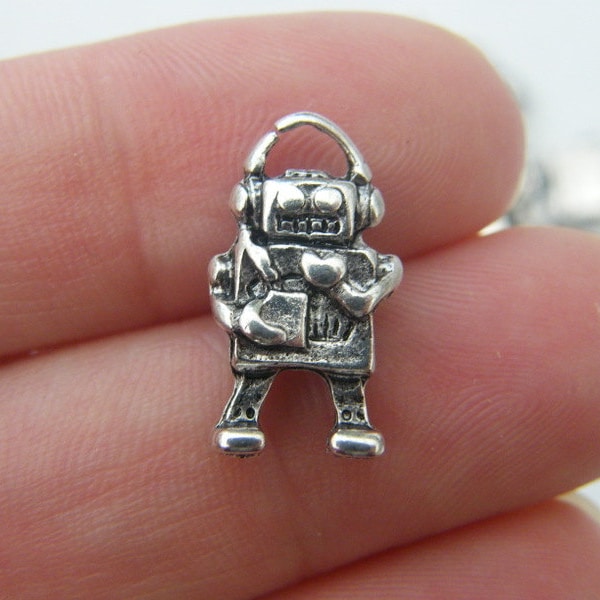 BULK 50 Robot charms antique silver  tone P210 - SALE 50% OFF
