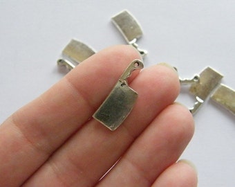 BULK 50 Meat cleaver knife charms tibetan silver FD91