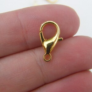 12 Lobster clasps 14mm gold  tone LC8