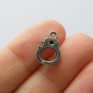 14 Handcuff charms antique silver tone G79
