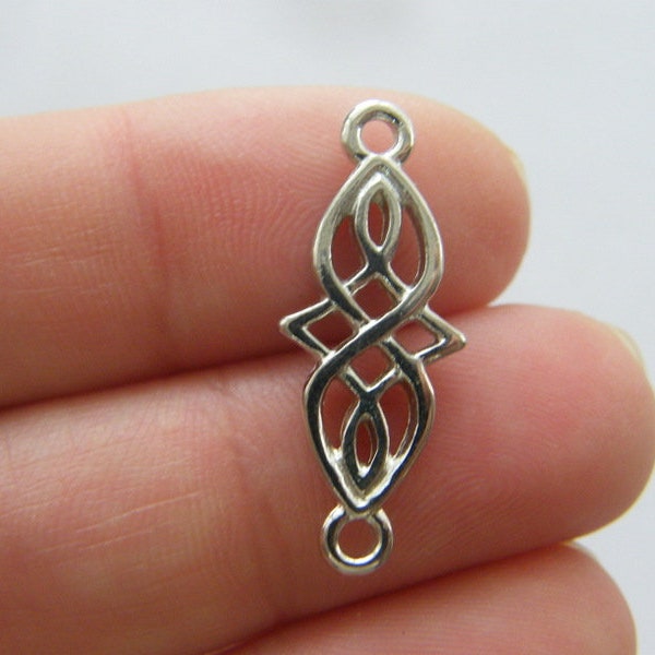 8 Celtic knot connector charms silver tone R152