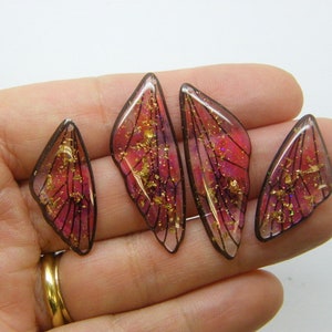 4 Butterfly insect wing set charms resin A858