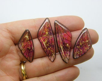 4 Butterfly insect wing set charms resin A858