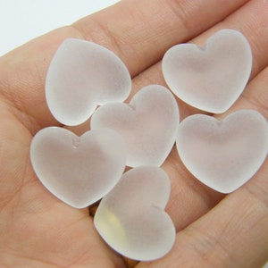 20 Heart beads white frosted acrylic BB360