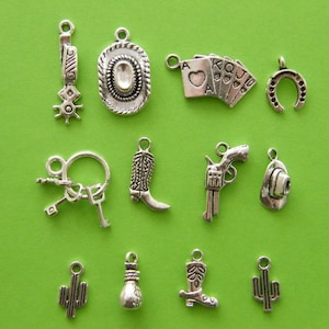 The Cowboy Collection - 12 antique silver tone charms