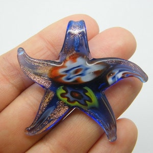 1  Starfish pendant royal blue lamp work glass FF