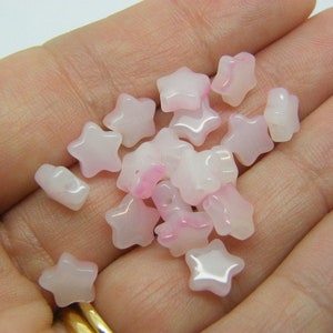 30 Star beads pink glitter powder glass AB236 image 1