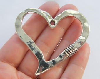 1 Heart pendant antique silver tone H181