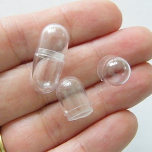 BULK 100 Capsule clear can open 24 x 10.5mm plastic M328