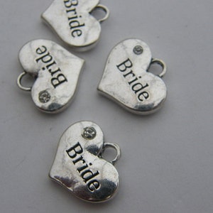 BULK 20 Bride pendants antique silver tone M459 image 5