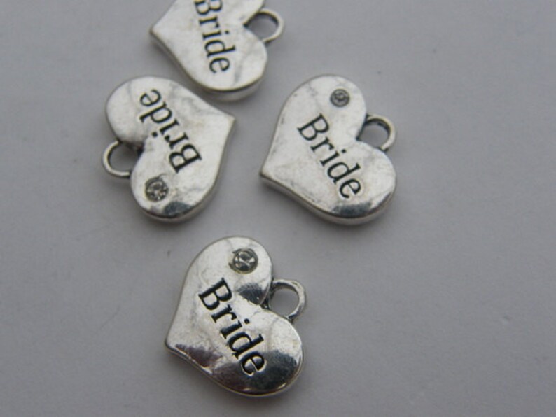 BULK 20 Bride pendants antique silver tone M459 image 5