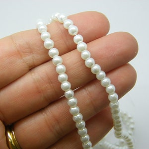 200 perlas de vidrio blanco imitación perla 3 mm B128 imagen 1