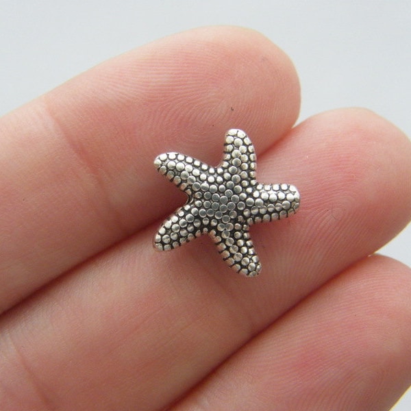 BULK 50 Starfish spacer beads antique silver tone FF197