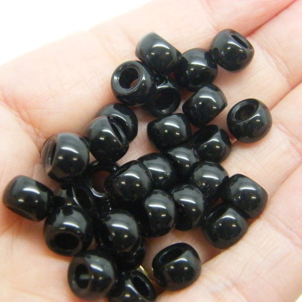 120 Perles de baril en résine noire AB737