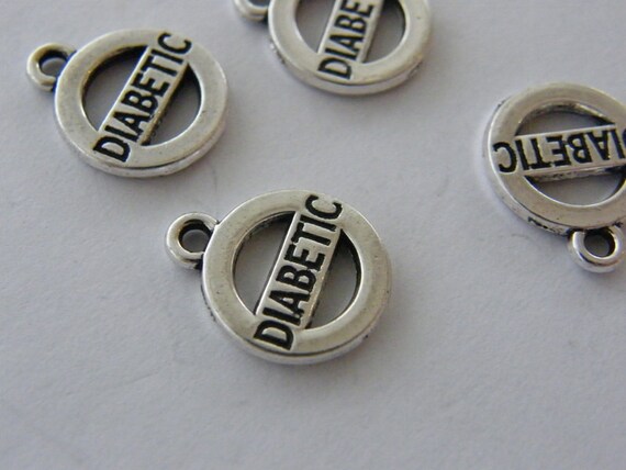BULK 20 Diabetic charms antique silver tone MD49